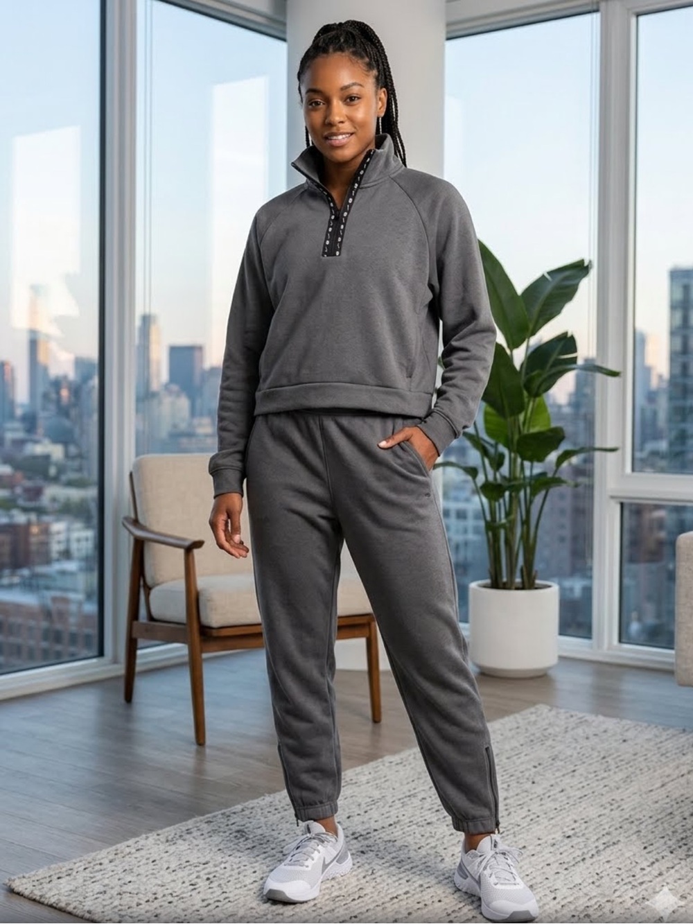 Nike Therma-Fit 1/2 zip cropped Pullover sweatshirt Gray size large
